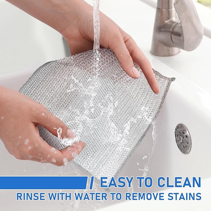 10PCS Set Non-Scratch Steel Wool Dishcloth - Multi Purpose Wire Dishwashing Rags Kitchen Towels and Dishcloths Sets Durable Cleaning Pads Bathroom Home Essentials Cleaning Supplies Tools