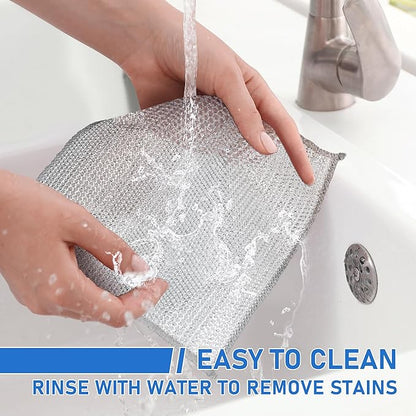 10PCS Set Non-Scratch Steel Wool Dishcloth - Multi Purpose Wire Dishwashing Rags Kitchen Towels and Dishcloths Sets Durable Cleaning Pads Bathroom Home Essentials Cleaning Supplies Tools
